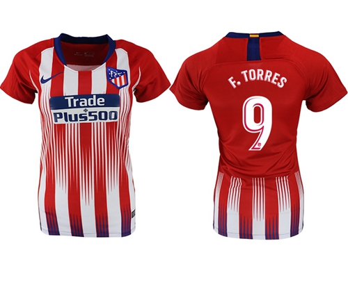 Women's Atletico Madrid #9 F.Torres Home Soccer Club Jersey